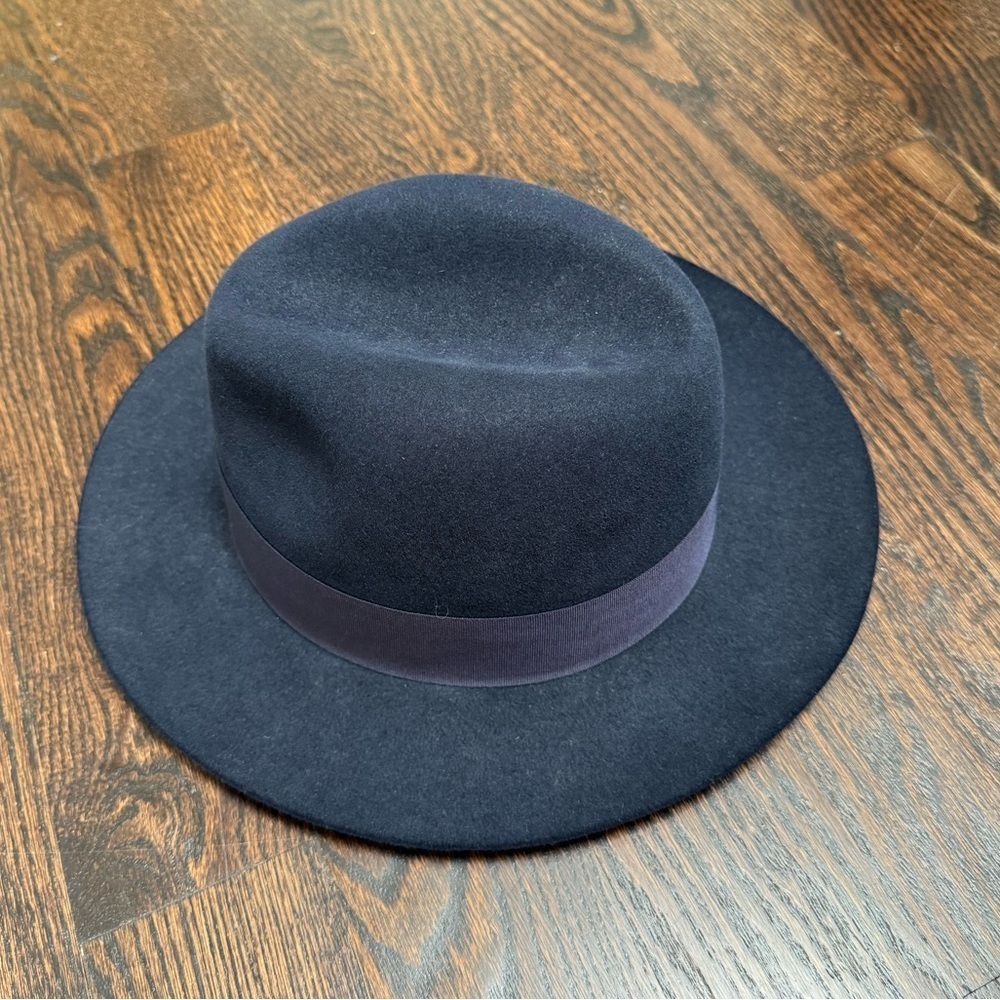 Hermes Feutre Paris Fedora Hat in navy - Picture 3 of 10